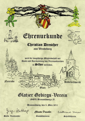 Glatzer Gebirgs-Verein - Vereinsabzeichen in Silber