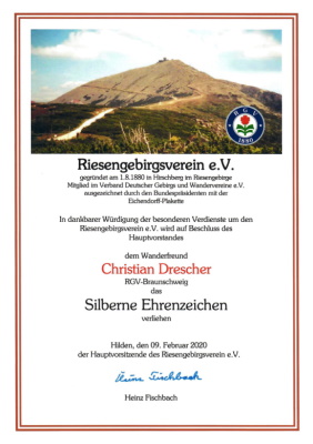 Riesengebirgsverein e.V. - Silbernes Ehrenzeichen